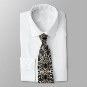 art deco black and gold bohemian pattern tie