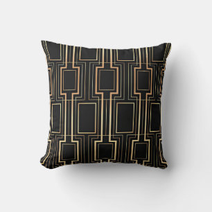 Art deco black and gold cushion