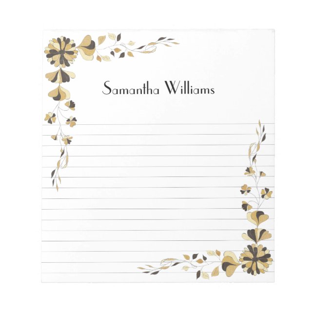 Art deco black and gold custom notepad (Front)
