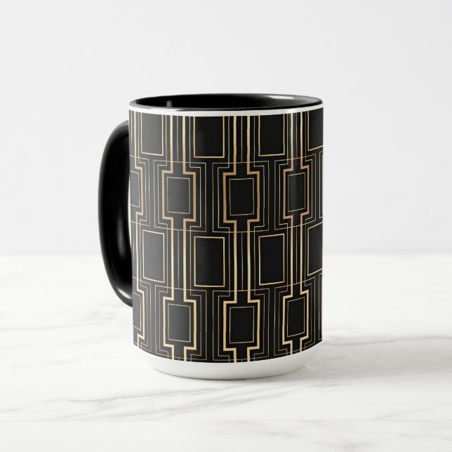 Art deco black and gold mug (Front Left)