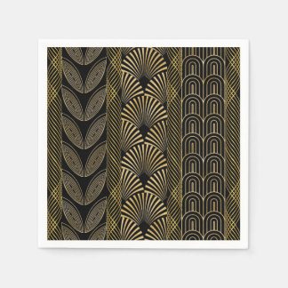 Art deco black and gold napkin