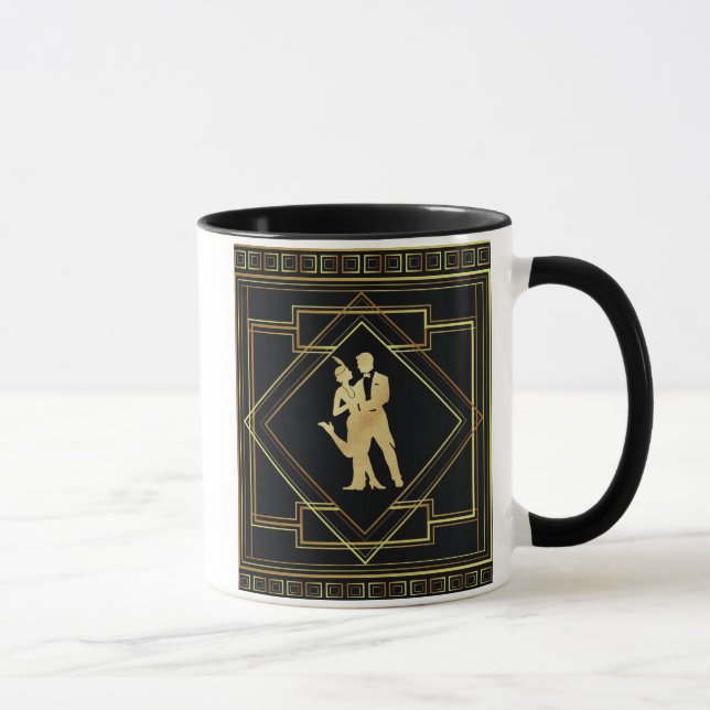 Art Deco black and gold roaring twenties flapper Mug (Right)