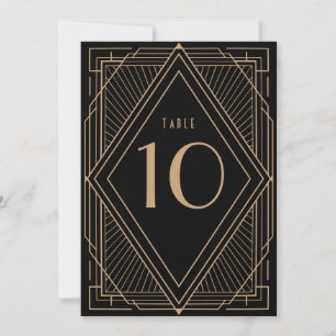 Art Deco Black and Gold Table Number Card
