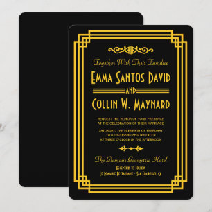 Art Deco Black and Gold Wedding Invites