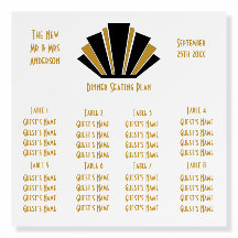Art Deco Black And Gold Wedding Seating Chart