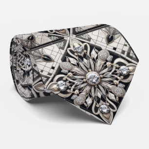 Art Deco Black and White DIamonds Tie