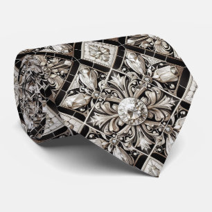 Art Deco Black and White DIamonds Tie