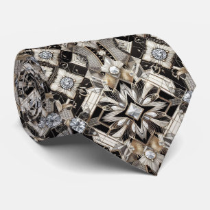 Art Deco Black and White DIamonds Tie