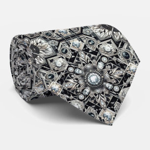Art Deco Black and White DIamonds Tie