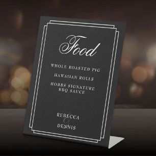 Art Deco Black And White Food Menu Pedestal Sign