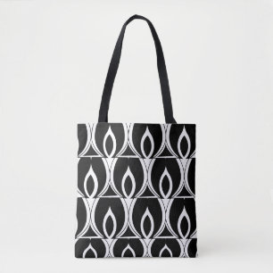 Art Deco Black and White Modern Geometric Tote Bag