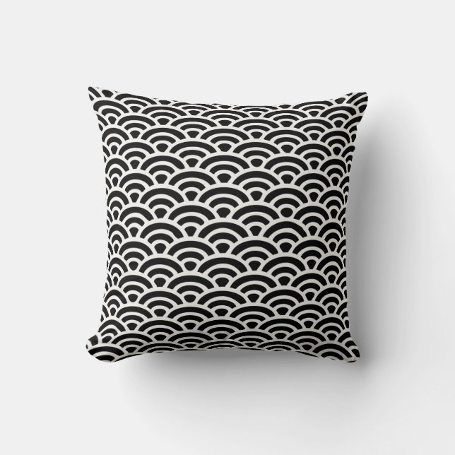 Art Deco Black and White Pattern Cushion (Front)