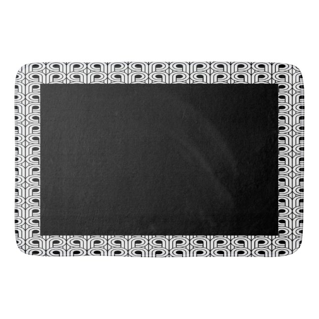 Art Deco Black and White Patterned Bath Mat (Front)