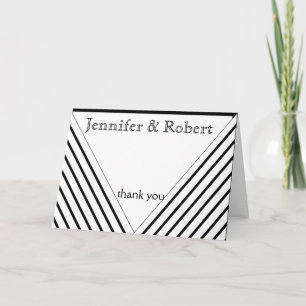 Art Deco Black and White Stripe Thank You Card