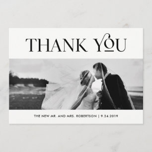 Art Deco Black and White   Wedding Photo Thank You Card