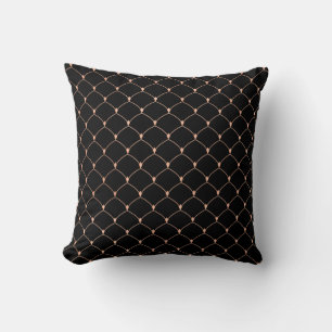 Art Deco Black Chic Rose Gold Scales Mermaid Cushion