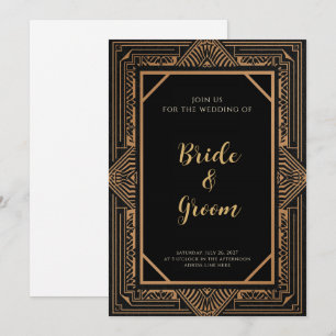 Art Deco Black Copper Tribal Geometric Gatsby Invitation