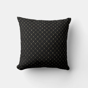 Art Deco  Black Faux Gold Scales Mermaid Cushion