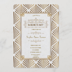 Art Deco Black Gatsby 1920s Bachelorette Party Invitation