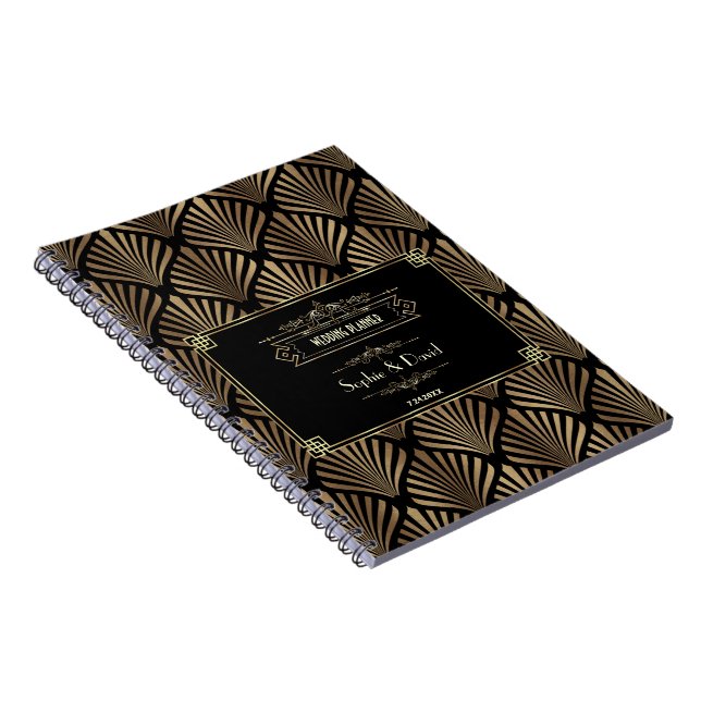 Art Deco Black Gatsby 1920s Style Wedding Planner Notebook (Right Side)