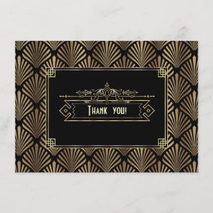 Art Deco Black Gatsby 1920s Thank You Card