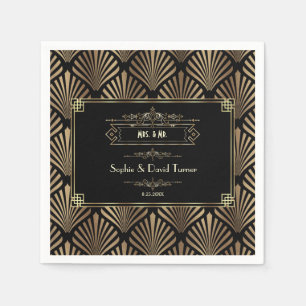 Art Deco Black Gatsby 1920s Wedding Napkin