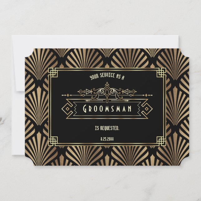 Art Deco Black Gatsby Will You Be My Groomsman Invitation (Front)