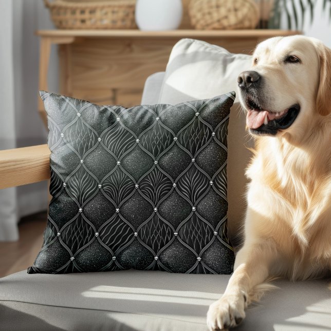 Art Deco Black Glam Pattern Cushion (Creator Uploaded)