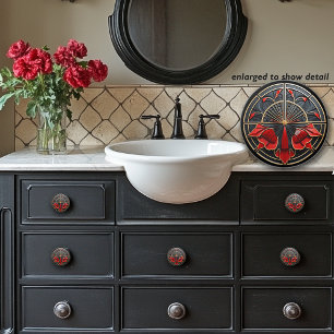  Art Deco Black, Gold and Red Art Nouveau  Ceramic Knob