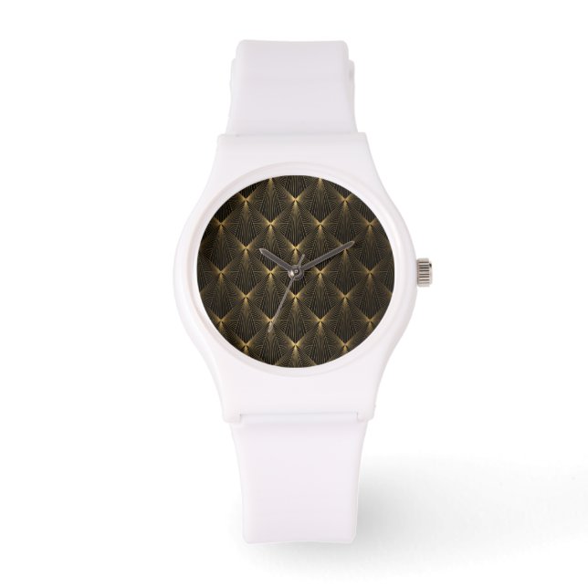 Art deco,black gold,chic,elegant,pattern,classy,tr watch (Front)