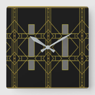 Art Deco Black & Gold Design Wall Clock