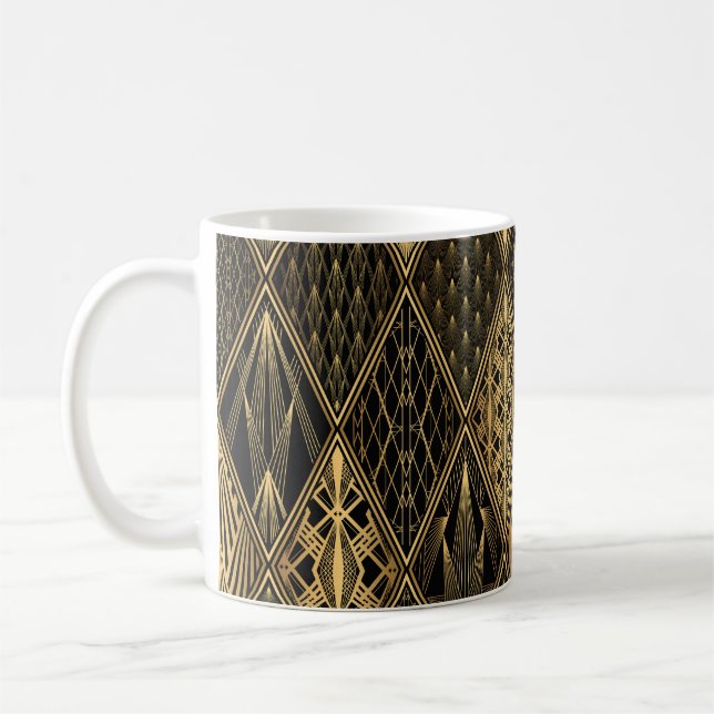 Art Deco Black Gold Elegance Coffee Mug (Left)