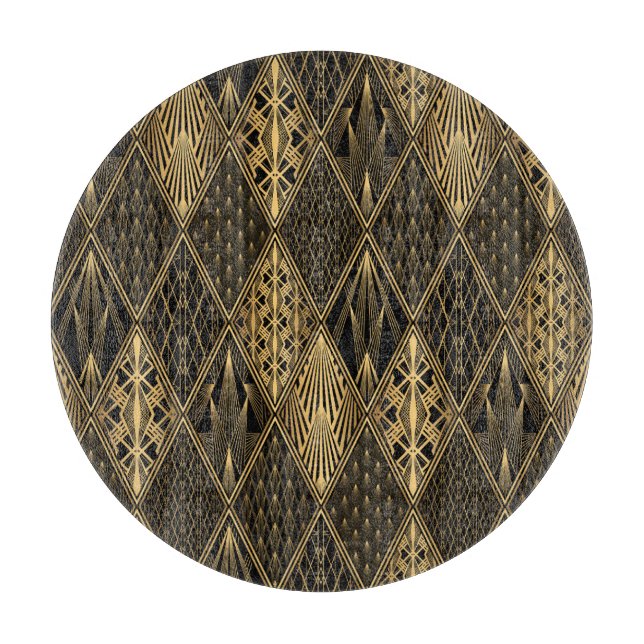 Art Deco Black Gold Elegance Cutting Board (Front)