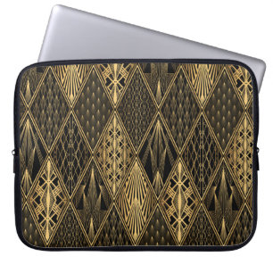 Art Deco Black Gold Elegance Laptop Sleeve