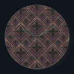 Art Deco Black-Gold Elegance Large Clock<br><div class="desc">Seamless pattern in Art Deco style. Black and golden tilework. 3d effect ceramic tiles. Luxury background Step into the Roaring '20s with Art Deco Luxury! Golden Tiles Shine. Art Deco Luxe: Golden Tilework Delight. Embrace the Roaring '20s! gatsby, nouveau, pattern, twenties, diamond, illustration, decor, frame, gold, retro, line, seamless, geometric,...</div>