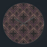 Art Deco Black-Gold Elegance Large Clock<br><div class="desc">Seamless pattern in Art Deco style. Black and golden tilework. 3d effect ceramic tiles. Luxury background Step into the Roaring '20s with Art Deco Luxury! Golden Tiles Shine. Art Deco Luxe: Golden Tilework Delight. Embrace the Roaring '20s! gatsby, nouveau, pattern, twenties, diamond, illustration, decor, frame, gold, retro, line, seamless, geometric,...</div>