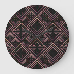 Art Deco Black-Gold Elegance Large Clock