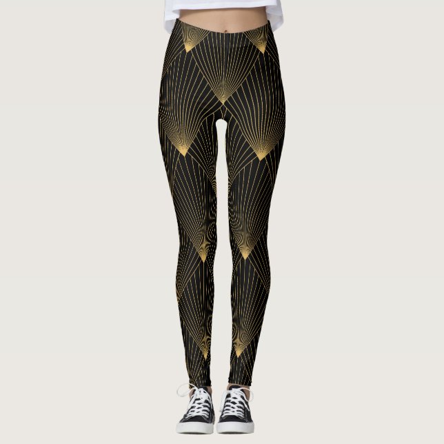 Art Deco: Black Gold Elegance. Leggings (Front)