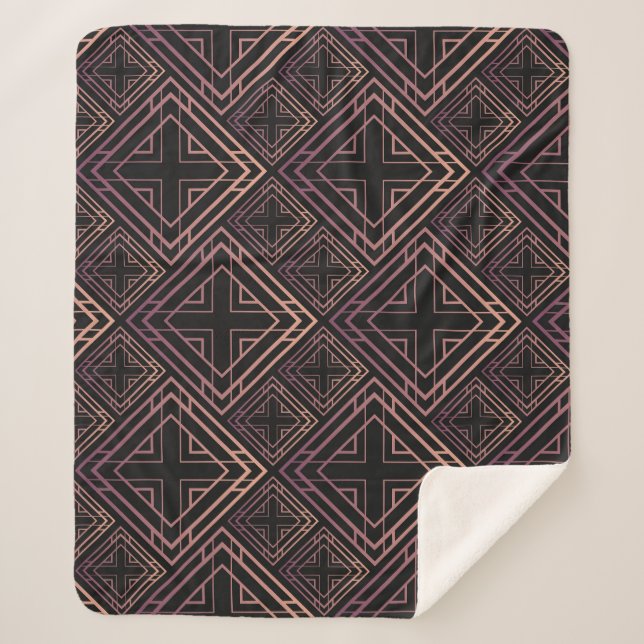 Art Deco Black-Gold Elegance Sherpa Blanket (Front)
