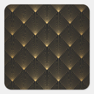 Art Deco: Black Gold Elegance. Square Sticker