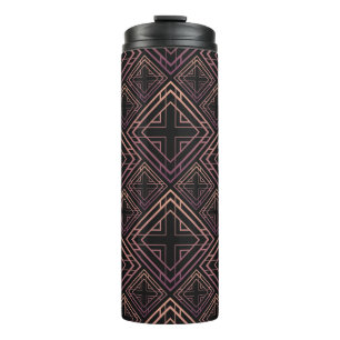 Art Deco Black-Gold Elegance Thermal Tumbler
