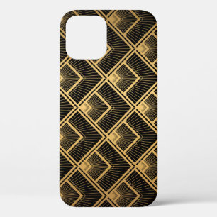 Art Deco Black Gold: Geometric iPhone 12 Case