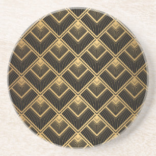 Art Deco Black Gold: Geometric Coaster