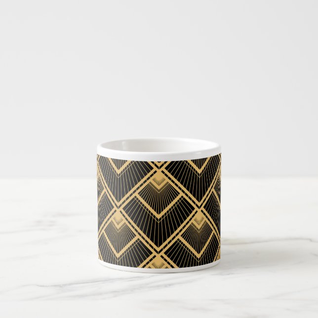 Art Deco Black Gold: Geometric Espresso Cup (Front)