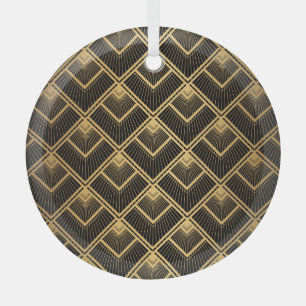 Art Deco Black Gold: Geometric Glass Tree Decoration