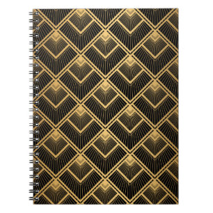 Art Deco Black Gold: Geometric Notebook