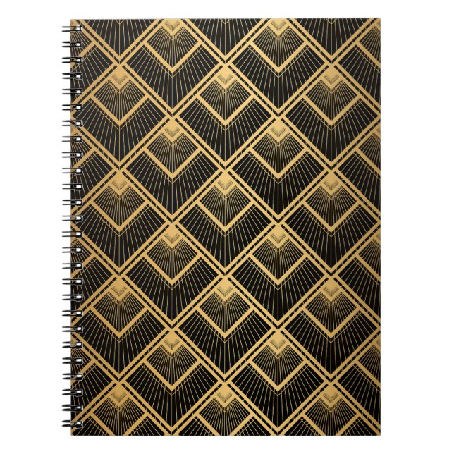 Art Deco Black Gold: Geometric Notebook (Front)