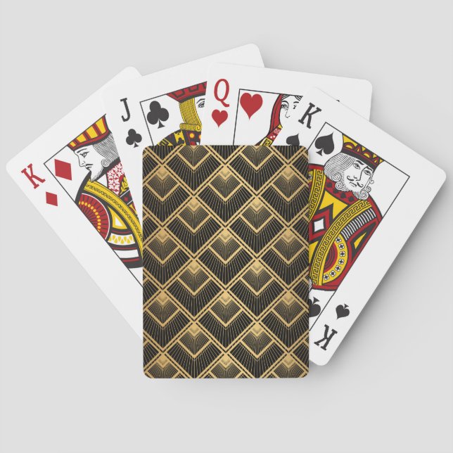 Art Deco Black Gold: Geometric Playing Cards (Back)