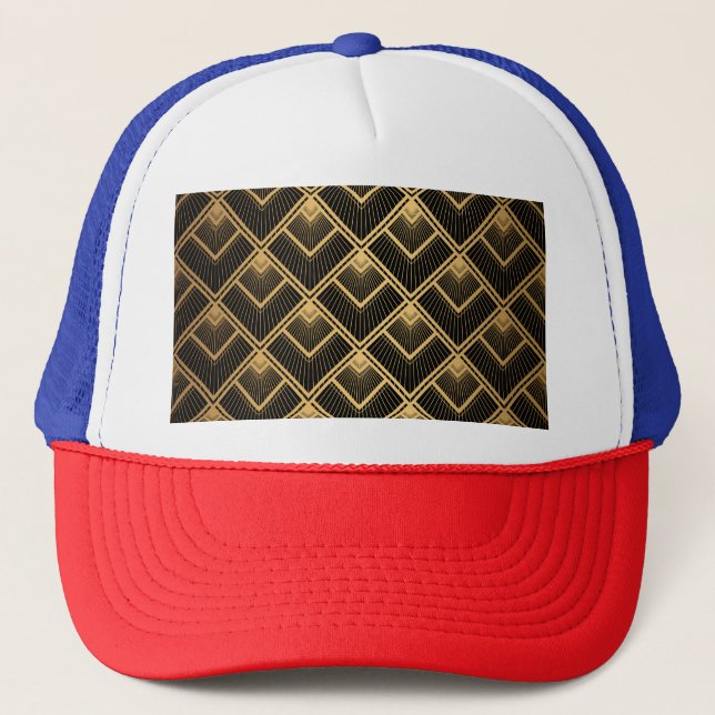 Art Deco Black Gold: Geometric Trucker Hat (Front)