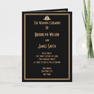 Art Deco Black Gold Great Gatsby Wedding Programs